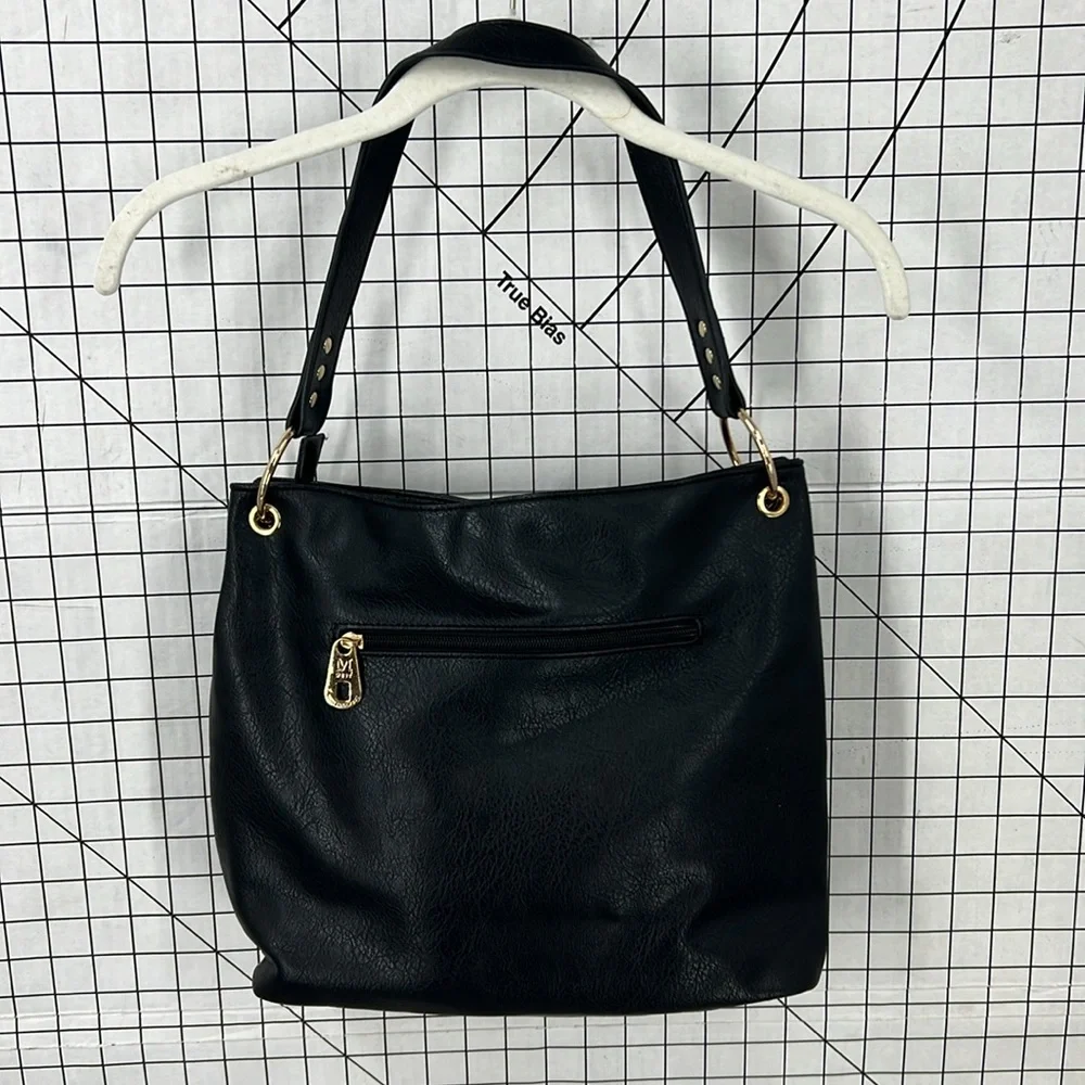 Montana West black leather, textured shoulder purse